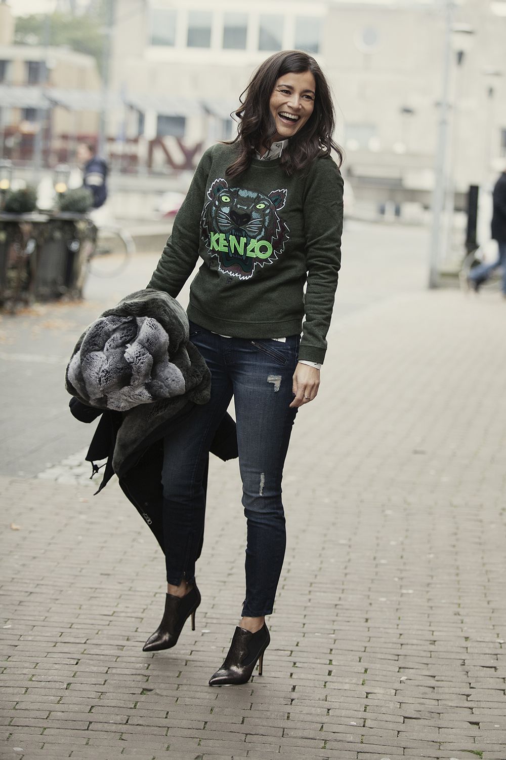 Streetstyle 2015 new fall wintercollection Kenzo sweater, Woolrich coat BlogForShops styling for Jimmy's Mode in Tilburg