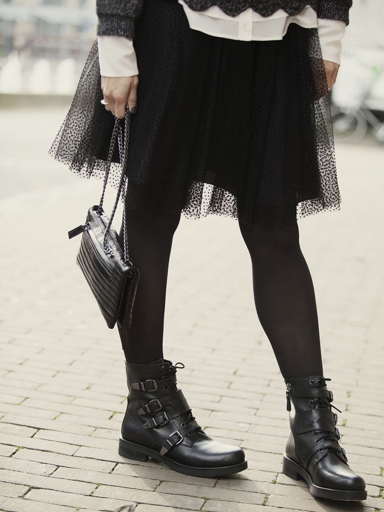 Streetstyle 2015 How to wear combat boots 2015 BlogForShops wearing red Valentino and more, styling for Jimmy's mode Tilburg