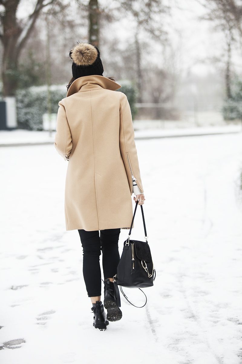 BlogForShops winter look 2017 wearing Givenchy coat, Chloe Faye backpack, Saint Laurent boots